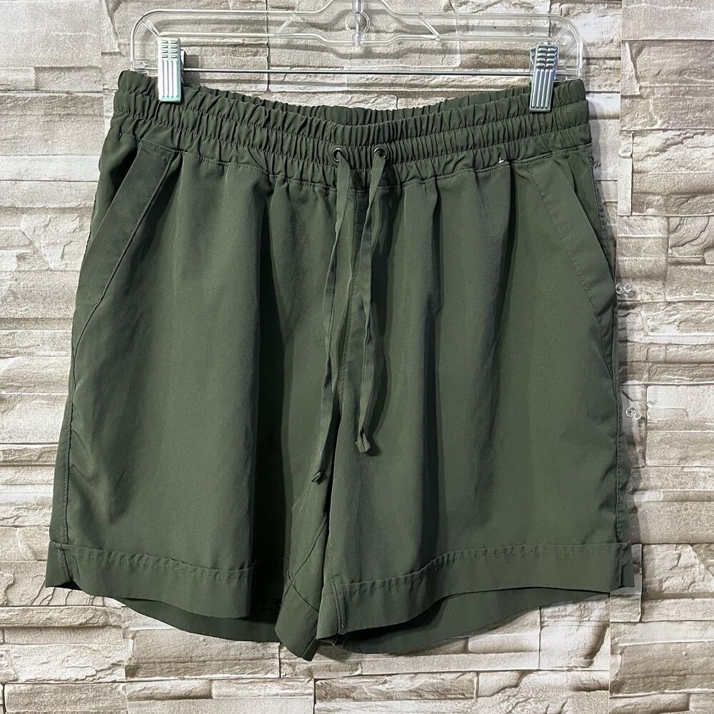 Mondetta Olive Green Activewear Roll Cuff Casual Shorts Size Medium Drawstring